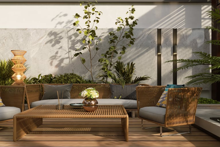 3D rendering of modern outdoor gazebo and pergola design
